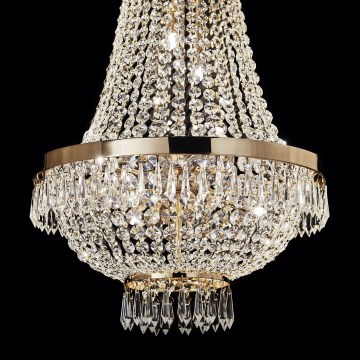 Ideal Lux - Candeeiro suspenso LED de cristal CAESAR 6xG9/3W/230V diâmetro 38 cm dourado