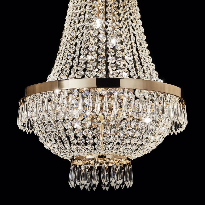 Ideal Lux - Candeeiro suspenso LED de cristal CAESAR 6xG9/3W/230V diâmetro 38 cm dourado