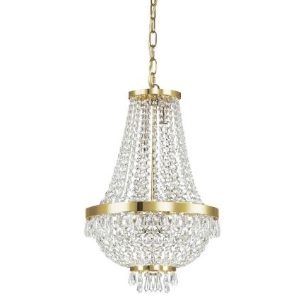 Ideal Lux - Candeeiro suspenso LED de cristal CAESAR 6xG9/3W/230V diâmetro 38 cm dourado