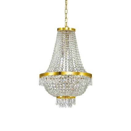 Ideal Lux - Candeeiro suspenso LED de cristal CAESAR 9xG9/3W/230V diâmetro 45 cm dourado
