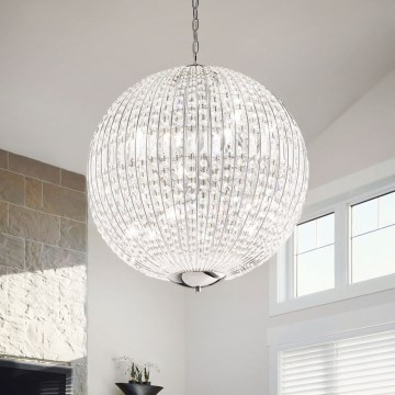 Ideal Lux - Candeeiro suspenso LED de cristal LUXOR 8xG9/3W/230V diâmetro 50 cm transparente