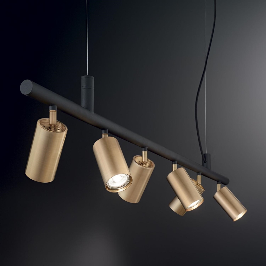 Ideal Lux - Candeeiro suspenso LED DYNAMITE 6xGU10/7W/230V CRI 90 preto/latão