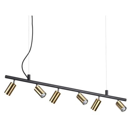 Ideal Lux - Candeeiro suspenso LED DYNAMITE 6xGU10/7W/230V CRI 90 preto/latão