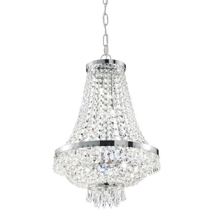 Ideal Lux - Candeeiro suspenso LED em cristal CAESAR 6xG9/3W/230V diâmetro 38 cm cromado brilhante