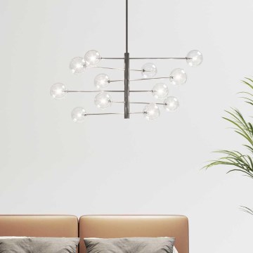 Ideal Lux - Candeeiro suspenso LED EQUINOXE 12xG4/2W/230V diâmetro 124 cm cromado brilhante/transparente