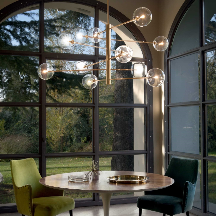 Ideal Lux - Candeeiro suspenso LED EQUINOXE 12xG4/2W/230V diâmetro 124 cm latão/transparente
