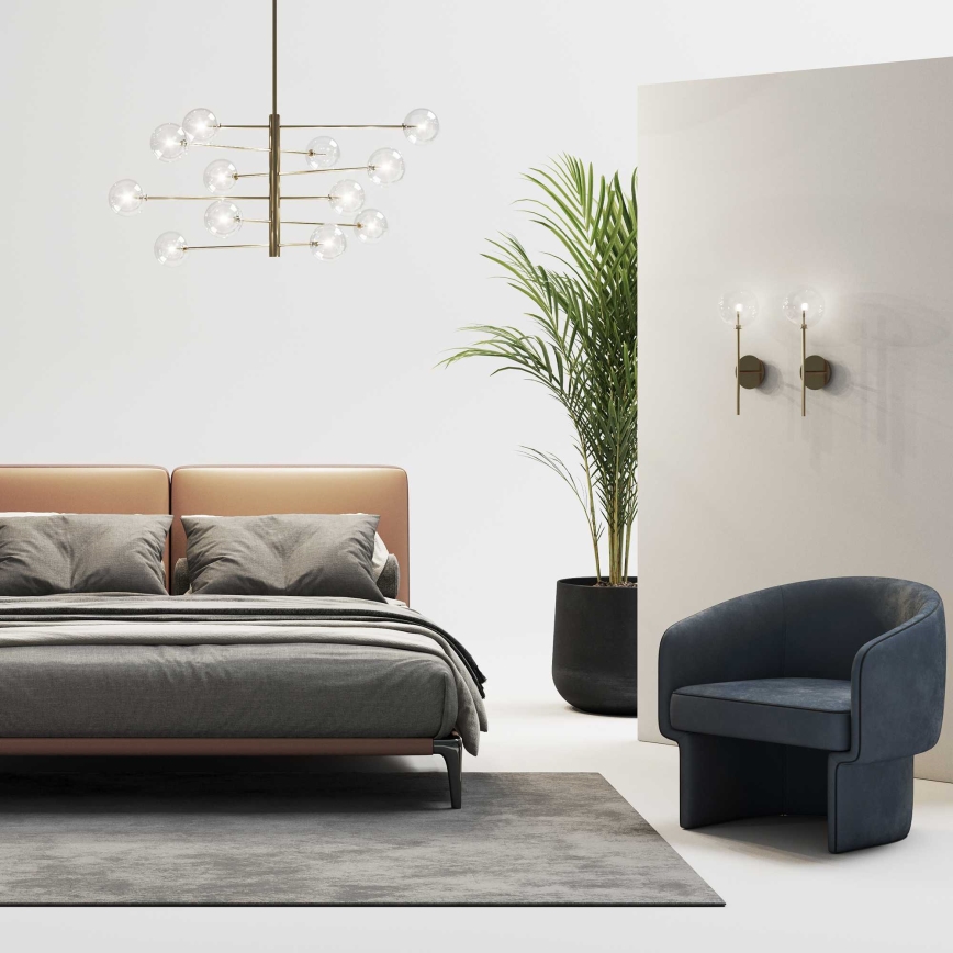 Ideal Lux - Candeeiro suspenso LED EQUINOXE 12xG4/2W/230V diâmetro 124 cm latão/transparente