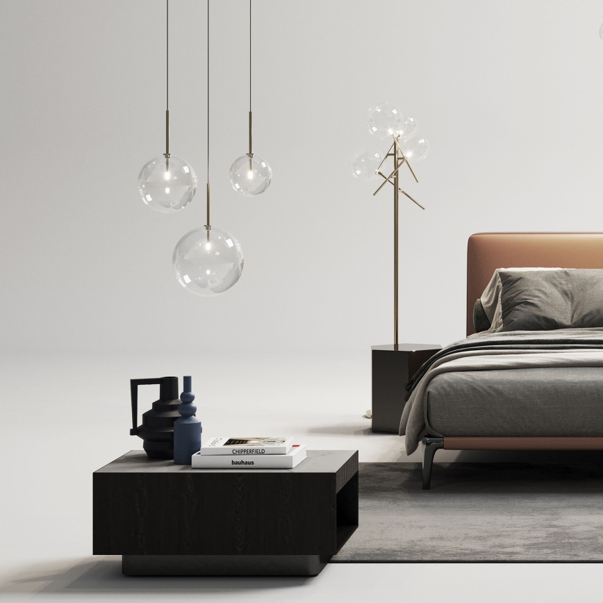 Ideal Lux - Candeeiro suspenso LED EQUINOXE 1xG4/2W/230V diâmetro 15 cm latão/transparente