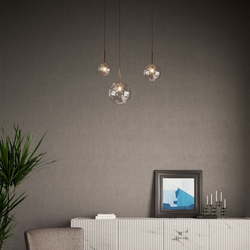 Ideal Lux - Candeeiro suspenso LED EQUINOXE 1xG4/2W/230V diâmetro 15 cm latão/transparente