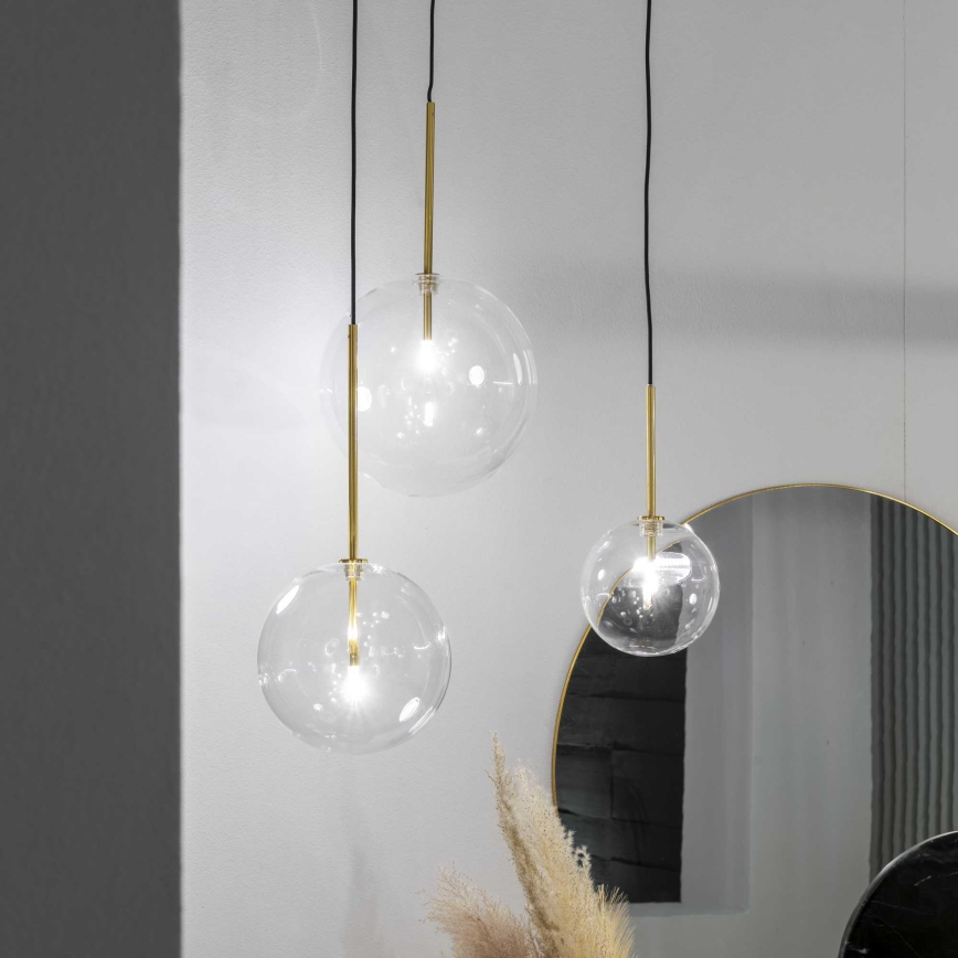 Ideal Lux - Candeeiro suspenso LED EQUINOXE 1xG4/2W/230V diâmetro 15 cm latão/transparente
