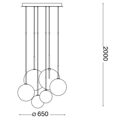 Ideal Lux - Candeeiro suspenso LED EQUINOXE 6xG4/2W/230V diâmetro 65 cm latão/fumado