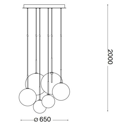 Ideal Lux - Candeeiro suspenso LED EQUINOXE 6xG4/2W/230V diâmetro 65 cm latão/transparente
