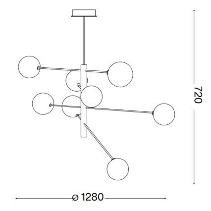 Ideal Lux - Candeeiro suspenso LED EQUINOXE 8xG4/2W/230V diâmetro 128 cm latão/fumado