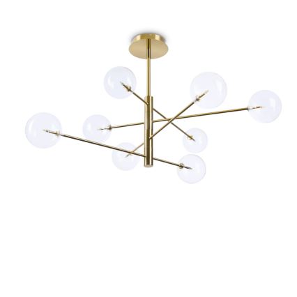Ideal Lux - Candeeiro suspenso LED EQUINOXE 8xG4/2W/230V diâmetro 128 cm latão/transparente