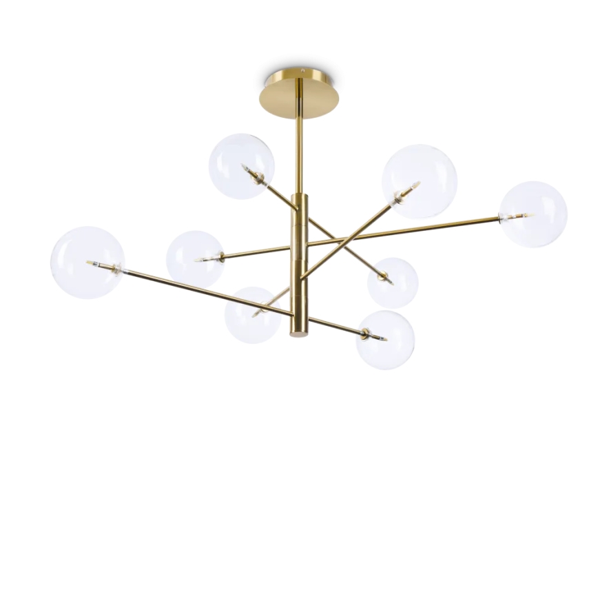 Ideal Lux - Candeeiro suspenso LED EQUINOXE 8xG4/2W/230V diâmetro 128 cm latão/transparente