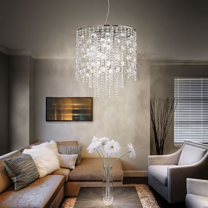Ideal Lux - Candeeiro suspenso de cristal LED EVASIONE 10xG9/3W/230V diâmetro 51 cm cromado brilhante