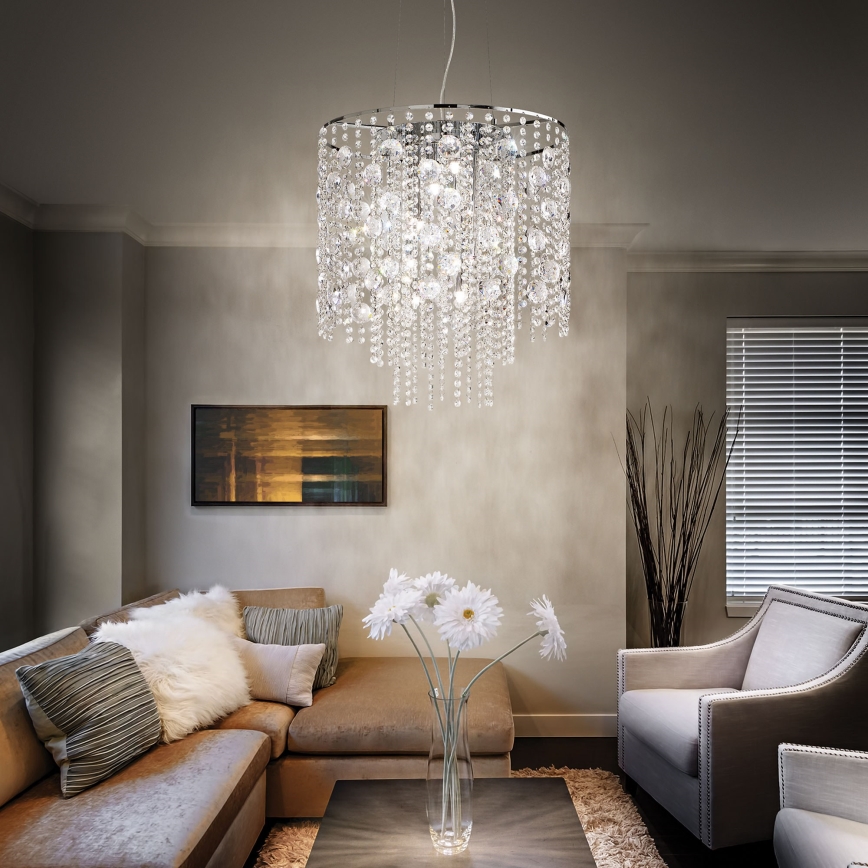 Ideal Lux - Candeeiro suspenso de cristal LED EVASIONE 10xG9/3W/230V diâmetro 51 cm cromado brilhante