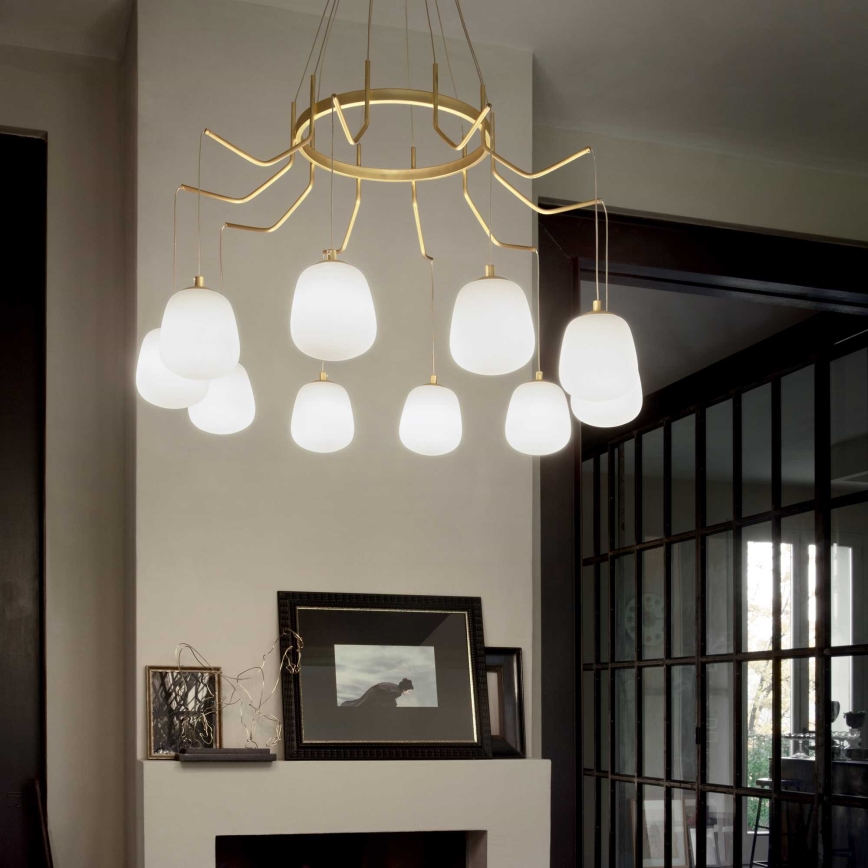 Ideal Lux - Candeeiro suspenso LED KAROUSEL 10xG9/3W/230V diâmetro 82,5 cm latão