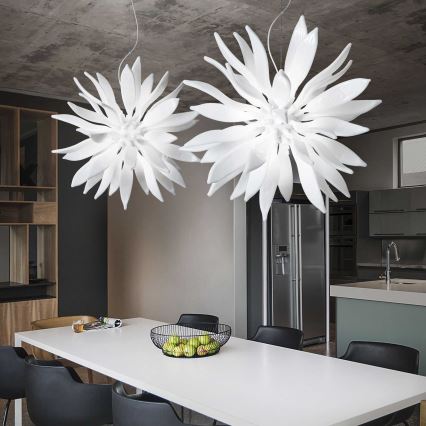 Ideal Lux - Candeeiro suspenso LED LEAVES 12xG9/3W/230V diâmetro 80 cm branco