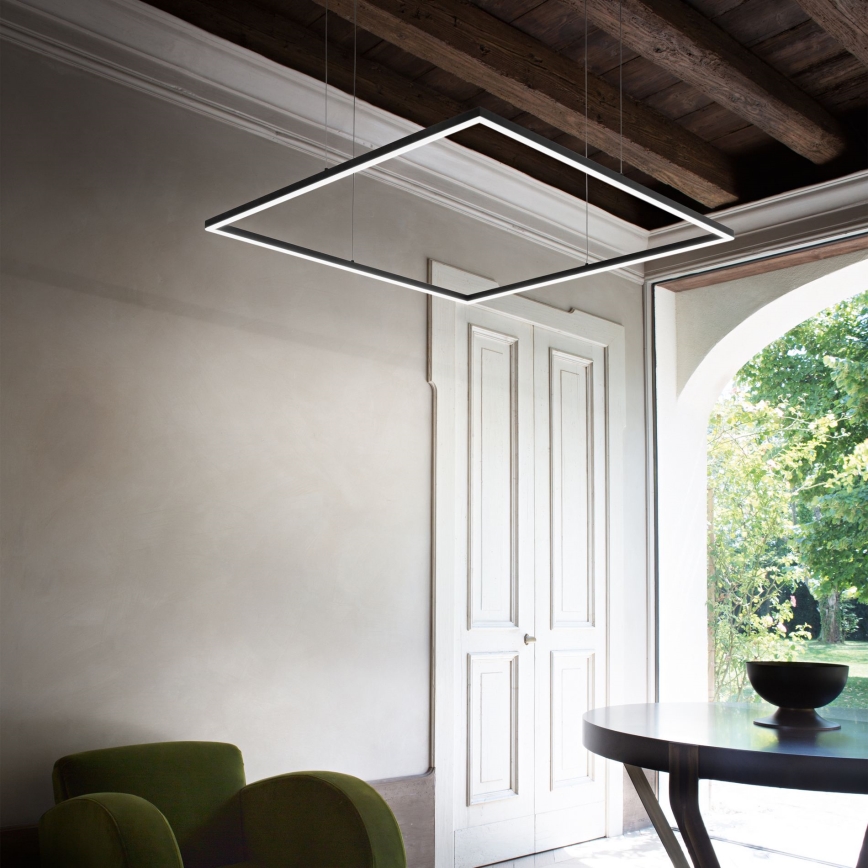 Ideal Lux - Candeeiro suspenso LED ORACLE SLIM LED/41W/230V 3000K 70x70 cm preto