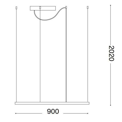 Ideal Lux - Candeeiro suspenso LED ORACLE SLIM LED/53W/230V 3000K 90x90 cm preto