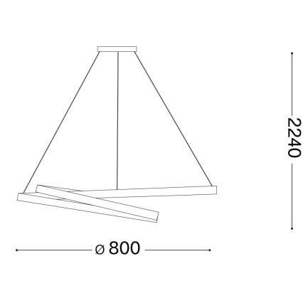 Ideal Lux - Candeeiro suspenso LED OZ LED/52W/230V diâmetro 80 cm CRI 90 dourado
