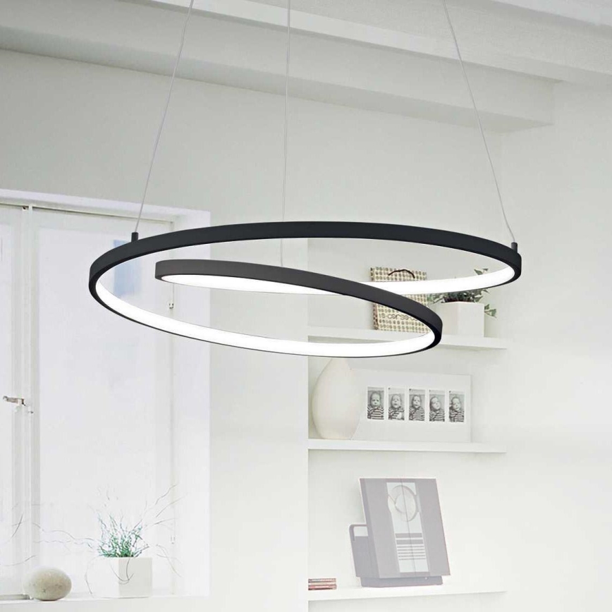 Ideal Lux - Candeeiro suspenso LED OZ LED/52W/230V diâmetro 80 cm CRI 90 preto