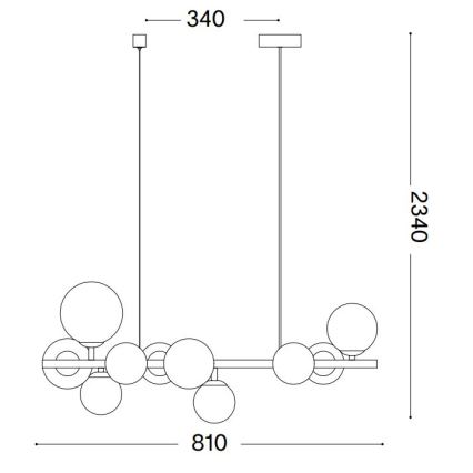 Ideal Lux - Candeeiro suspenso LED PERLAGE 10xG9/3W/230V 81 cm preto/fumado