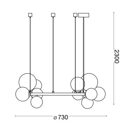 Ideal Lux - Candeeiro suspenso LED PERLAGE 11xG9/3W/230V diâmetro 73 cm dourado/branco