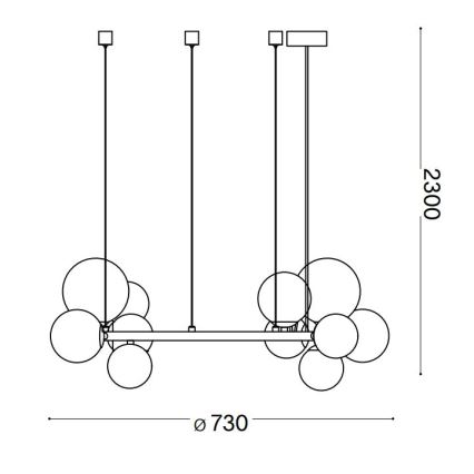 Ideal Lux - Candeeiro suspenso LED PERLAGE 11xG9/3W/230V diâmetro 73 cm dourado/fumado
