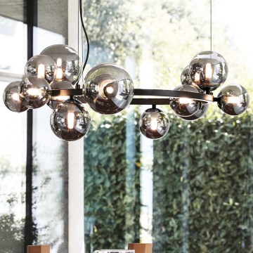 Ideal Lux - Candeeiro suspenso LED PERLAGE 11xG9/3W/230V diâmetro 73 cm preto/fumado
