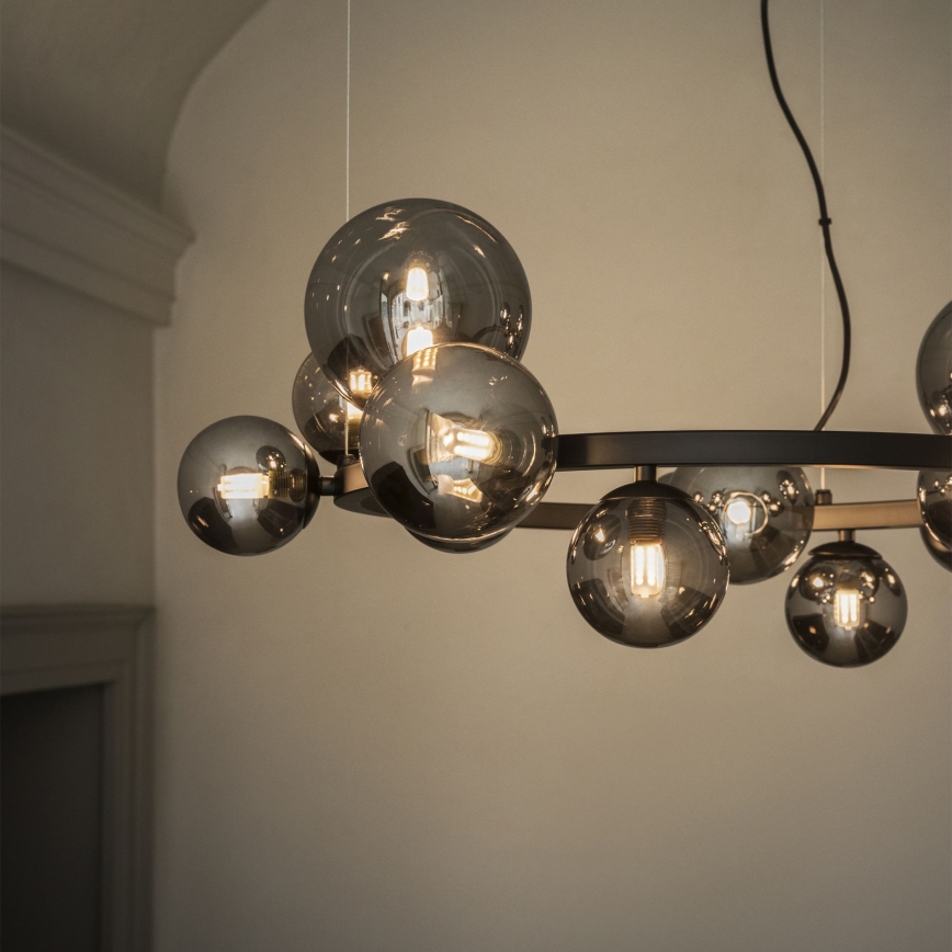 Ideal Lux - Candeeiro suspenso LED PERLAGE 11xG9/3W/230V diâmetro 73 cm preto/fumado