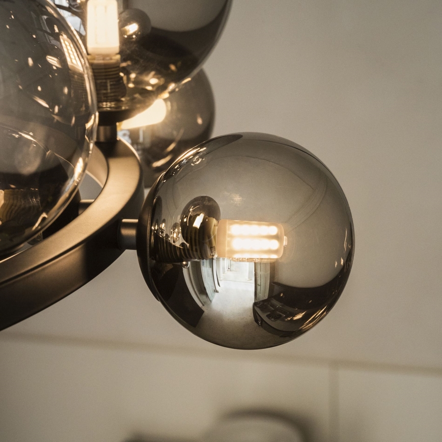 Ideal Lux - Candeeiro suspenso LED PERLAGE 11xG9/3W/230V diâmetro 73 cm preto/fumado