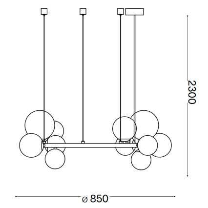 Ideal Lux - Candeeiro suspenso LED PERLAGE 14xG9/3W/230V diâmetro 85 cm dourado/fumado