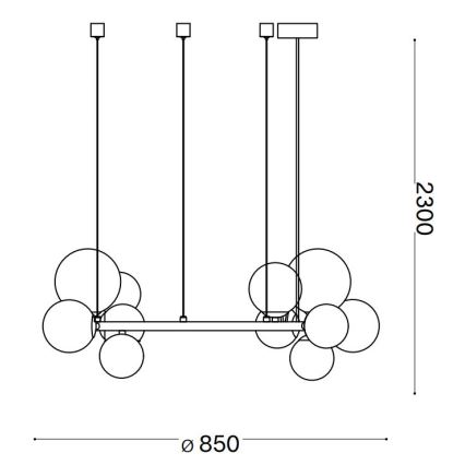 Ideal Lux - Candeeiro suspenso LED PERLAGE 14xG9/3W/230V diâmetro 85 cm preto/fumado