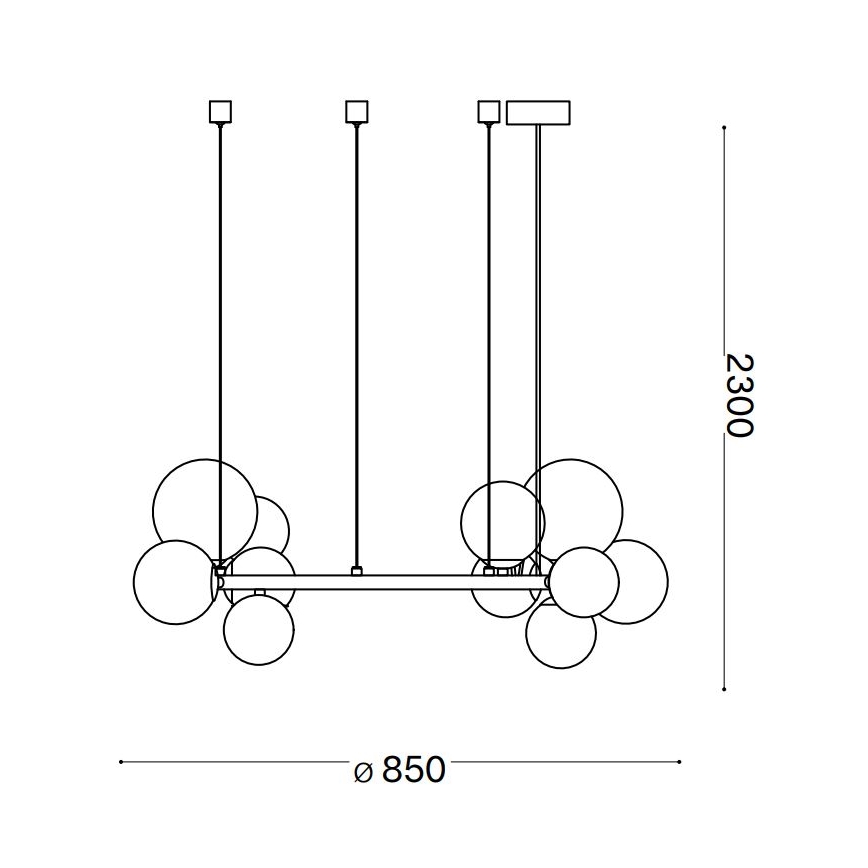 Ideal Lux - Candeeiro suspenso LED PERLAGE 14xG9/3W/230V diâmetro 85 cm preto/fumado