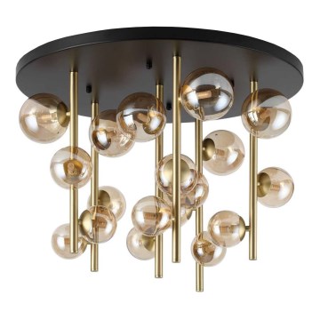 Ideal Lux - Candeeiro suspenso LED PERLAGE 18xG9/3W/230V diâmetro 70 cm dourado/fumado