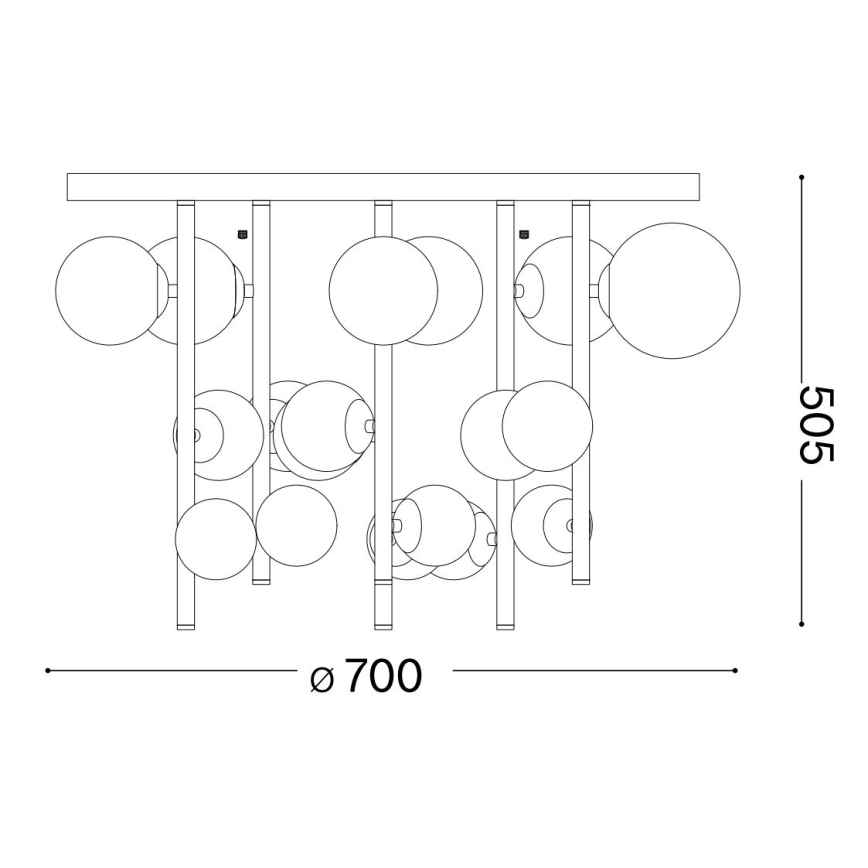 Ideal Lux - Candeeiro suspenso LED PERLAGE 18xG9/3W/230V diâmetro 70 cm preto/fumado