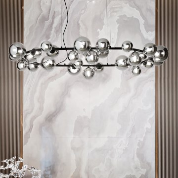 Ideal Lux - Candeeiro suspenso LED PERLAGE 30xG9/3W/230V 143 cm preto/fumado