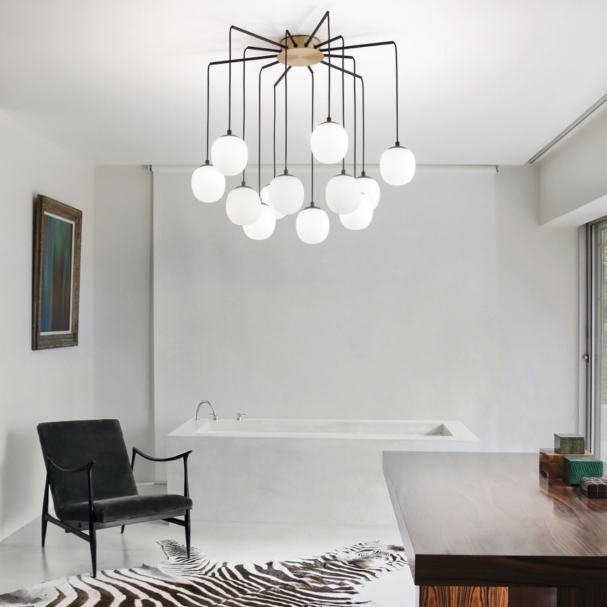 Ideal Lux - Candeeiro suspenso LED RHAPSODY 12xG9/3W/230V latão