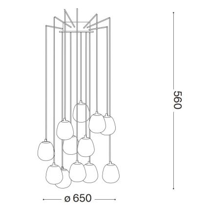 Ideal Lux - Candeeiro suspenso LED RHAPSODY 12xG9/3W/230V latão