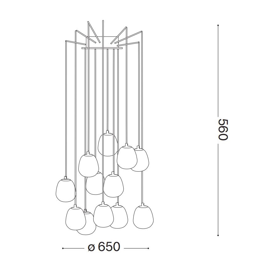 Ideal Lux - Candeeiro suspenso LED RHAPSODY 12xG9/3W/230V latão