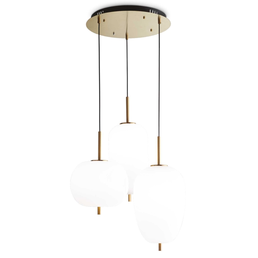 Ideal Lux - Candeeiro suspenso LED UMILE LED/55W/230V diâmetro 60 cm CRI 90 latão/branco