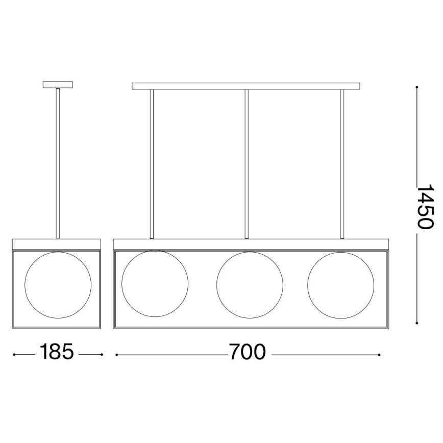 Ideal Lux - Candeeiro suspenso LINGOTTO 3xE14/28W/230V
