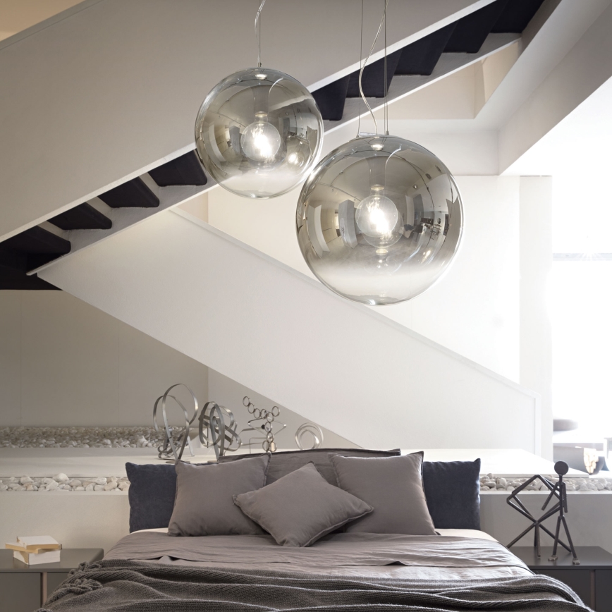 Ideal Lux - Candeeiro suspenso MAPA 1xE27/42W/230V diâmetro 20 cm cinzento/fumado