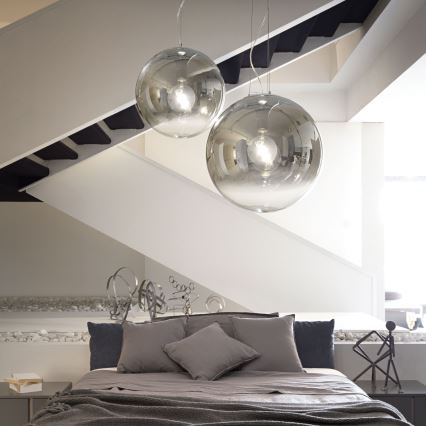 Ideal Lux - Candeeiro suspenso MAPA 1xE27/42W/230V diâmetro 50 cm cinzento/fumado