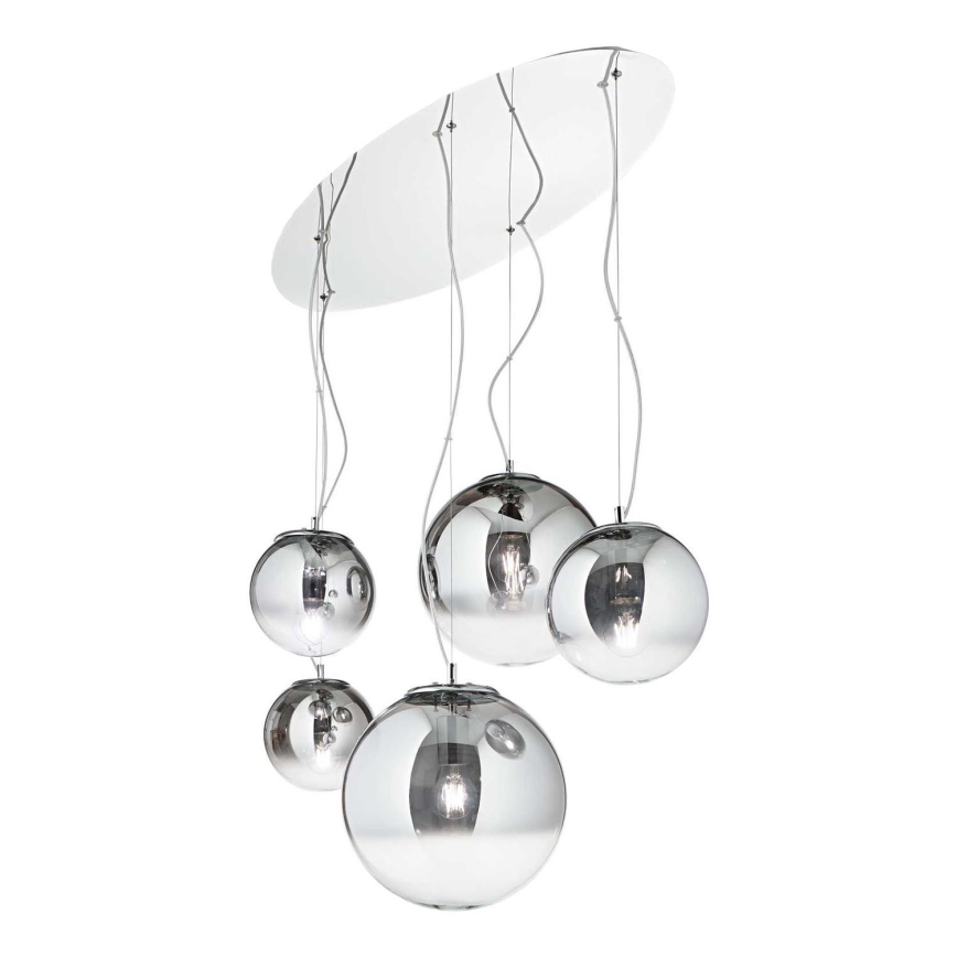 Ideal Lux - Candeeiro suspenso MAPA FADE 5xE27/60W/230V cromado brilhante