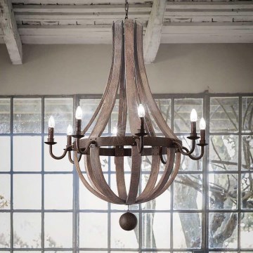 Ideal Lux - Candeeiro suspenso MILLENNIUM 8xE14/40W/230V diâmetro 92 cm Bétula/castanho