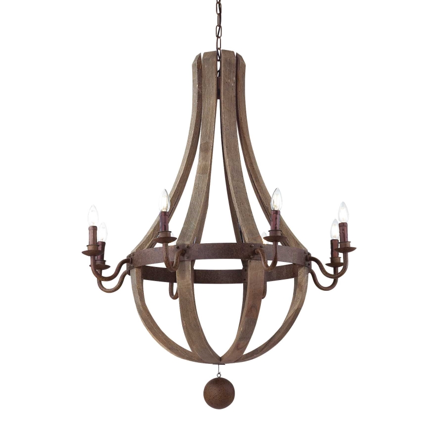 Ideal Lux - Candeeiro suspenso MILLENNIUM 8xE14/40W/230V diâmetro 92 cm Bétula/castanho
