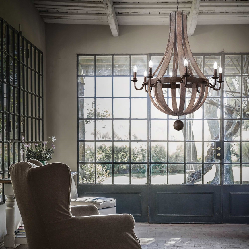 Ideal Lux - Candeeiro suspenso MILLENNIUM 8xE14/40W/230V diâmetro 92 cm Bétula/castanho